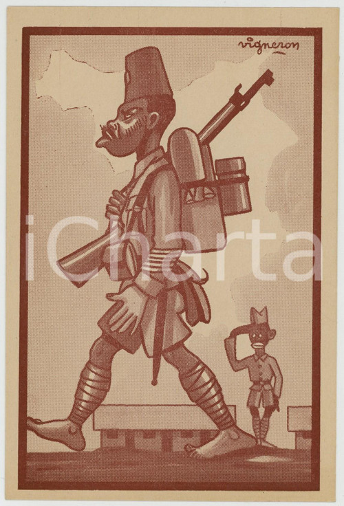 1920ca CONGO SATIRE 1er Sergent-Major - Illustration par VIGNERON Carte postale  Cartolina postale d'epoca, non viaggiata.Editions Imbelco, Elisabethville - Serie: "Quelques m&eacute;tiers et occupations" n.8CONDIZIONI: FAIRFORMATO: FP    originale e autentica 1