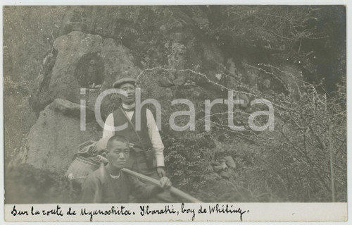 1920 ca JAPAN Road to MYANOSHITA - Japanese boy *RPPC Photo postcard  Fotocartolina d'epoca, , con didascalia manoscritta originale al lato inferiore.AUTORE: Photo Compagnie BelgeCONDIZIONI: GFORMATO: FP    originale e autentica 1