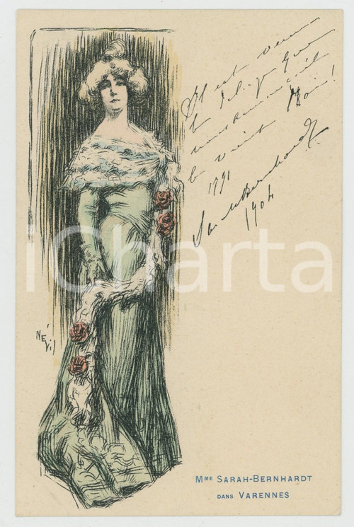 1904 FRANCE Sarah Bernhardt dans "Varennes" - Marie-Antoinette - RARE Postcard  Cartolina postale d'epoca, non viaggiata.CONDIZIONI: G FORMATO: FP    originale e autentica 1