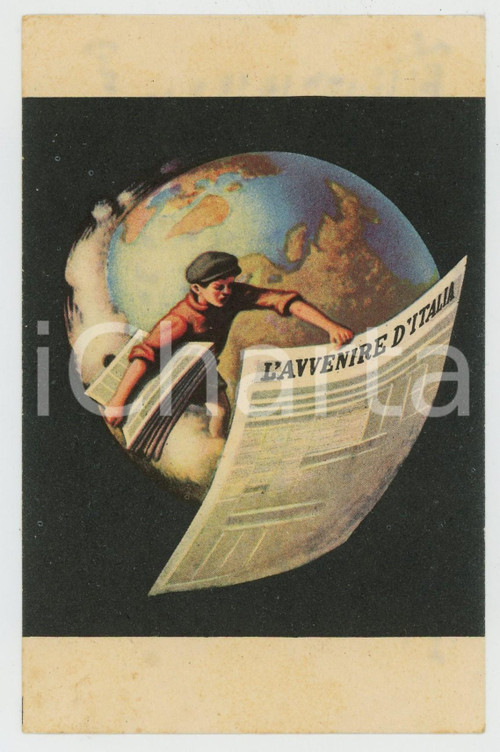 1954 BOLOGNA Giornale "L'Avvenire d'Italia" - Cartolina pubblicitaria Cartolina postale d'epoca, viaggiata. POOR/danneggiato macchie Formato: 9x14 cm originale e autentica 1