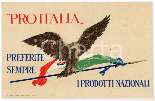 1920 ca PRO ITALIA Associazione Movimento dei Forestieri - Cartolina FP NV  Cartolina d'epoca, non viaggiata.CONDIZIONI: FAIR FORMATO: FP    originale e autentica 1