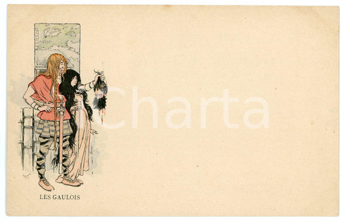 1905 ca ART NOUVEAU Artist Henry MORIN - Les Gaulois - Vintage postcard  Cartolina postale d'epoca, non viaggiata.CONDIZIONI: GFORMATO: FP    originale e autentica 1