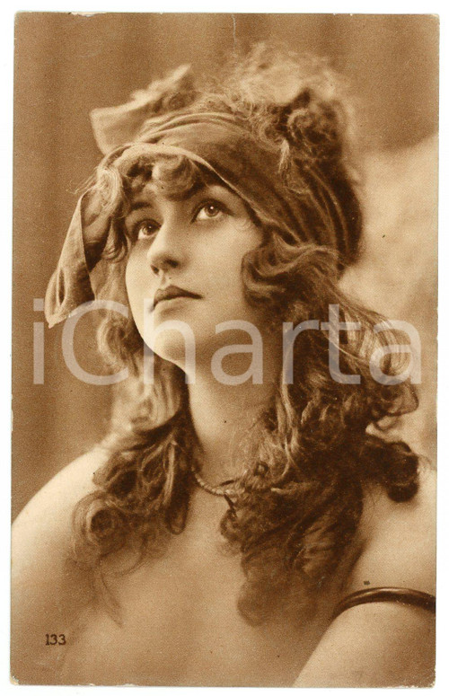1920 VINTAGE EROTIC Girl with curly hair and headband ^Postcard topless  Cartolina postale d'epoca, scritta ma non viaggiata.CONDIZIONI: POOR (piegatura al lato superiore)FORMATO: FP    originale e autentica 1