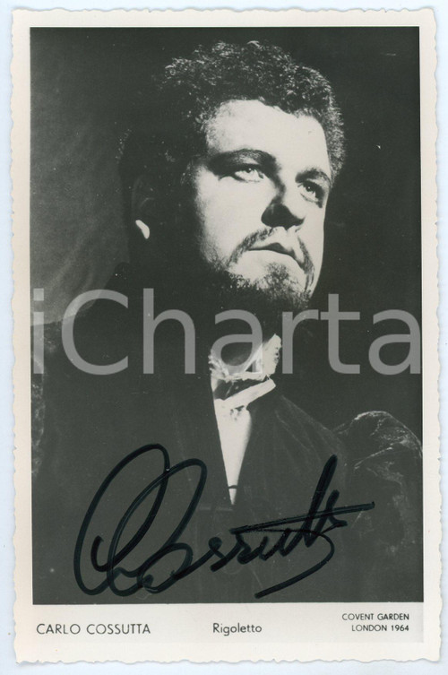 1964 Carlo COSSUTTA tenor - "Rigoletto" - AUTOGRAPHED Photo 9x14 cm Fotografia seriale d'epoca, con autografo. CONDIZIONI: GFORMATO: 9x14 cm     originale e autentica 1