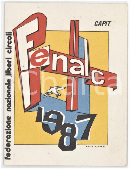 1987 CARLENTINI Federazione liberi circoli - Tessera FENALC 7x10 cm