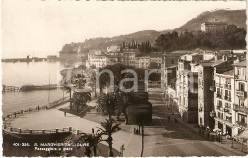Cartolina originale da collezione 1951 SANTA MARGHERITA LIGURE GE Veduta aerea lungomare ANIMATA Cartolina FP VG 1