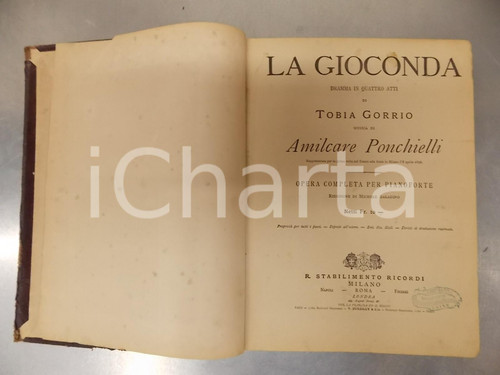 Oggetto da collezione cartaceo 1910 ca MILANO Amilcare PONCHIELLI La Gioconda  Pianoforte solo RICORDI 1