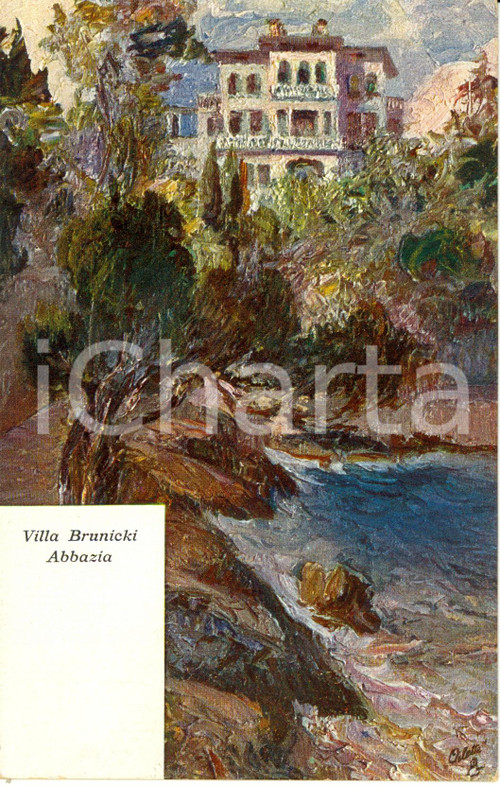 Cartolina originale da collezione 1910 ca ABBAZIA CROAZIA Veduta della villa BRUNICKI Cartolina FP NV 1