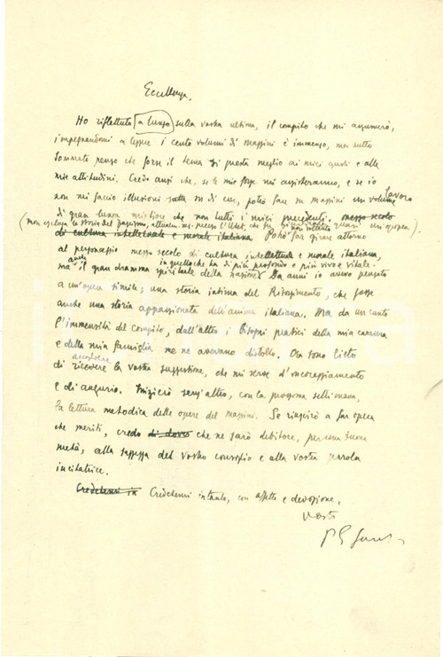 Autografo originale 1942 MILANO Paolo Ettore SANTANGELO si impegna a leggere cento volumi di MAZZINI 1
