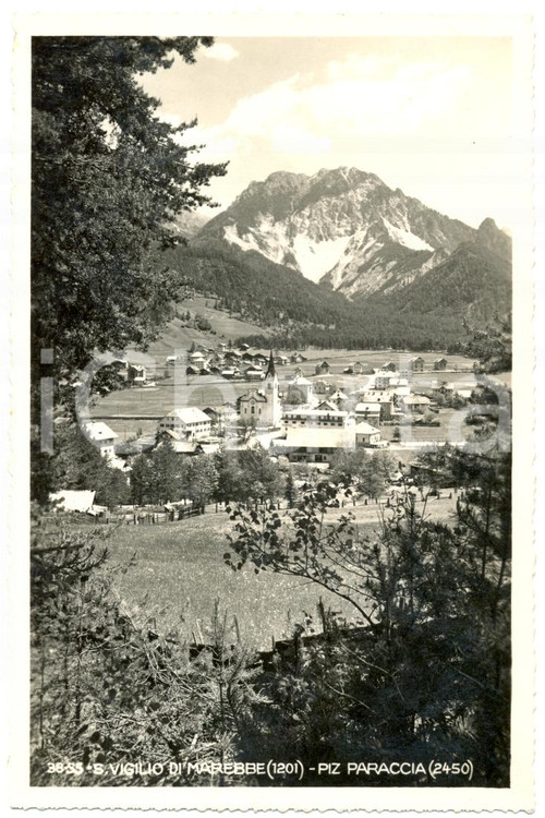 Cartolina originale da collezione 1940 SAN VIGILIO DI MAREBBE BZ Chiesa parrocchiale e albergo POSTA FP VG 1
