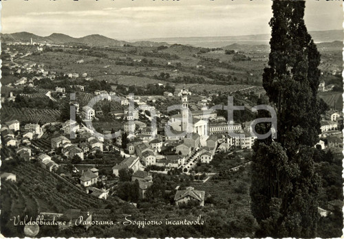 Cartolina originale da collezione 1952 VALDOBBIADENE TV Veduta panoramica con Duomo Cartolina FG VG 1