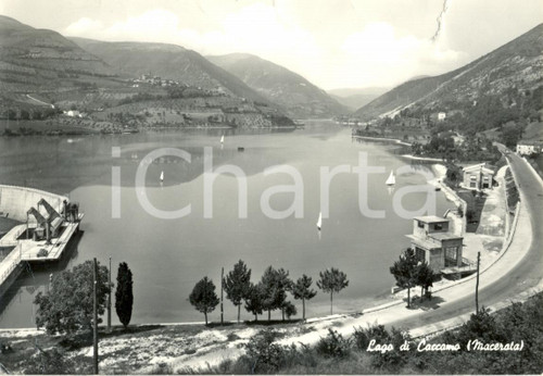 Cartolina originale da collezione 1960 ca MACERATA Veduta del lago di CACCAMO Cartolina animata FG VG 1