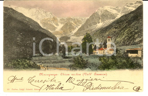 1900 ca MACUGNAGA (VB) VALLE ANZASCA - La Chiesa vecchia *Cartolina FP VG