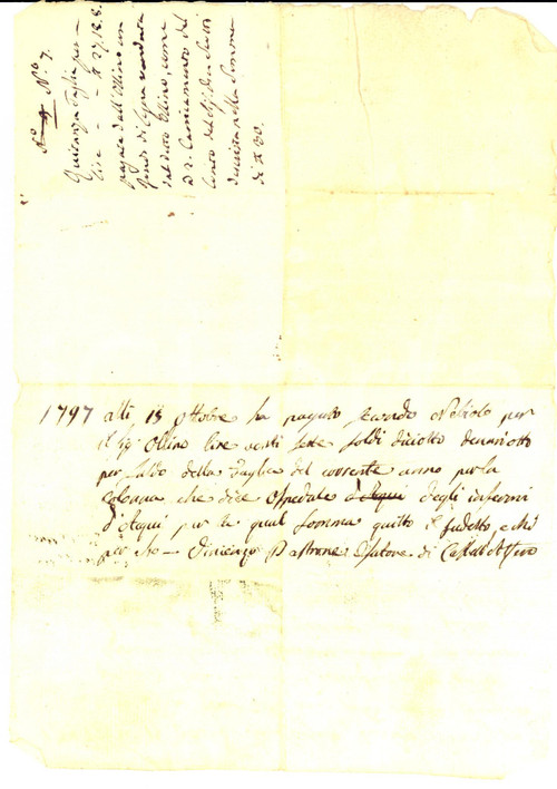 1797 CASTELL'ALFERO (AT) Secondo NEBBIOLO versa taglia per conto di OLLINO