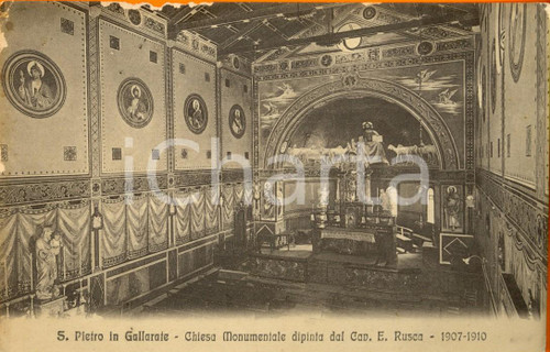1914 GALLARATE (VA) Interno chiesa di SAN PIETRO dipinto da Ernesto RUSCA *FP VG