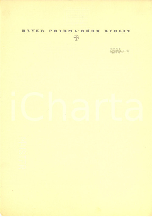 1950 ca BERLIN (DEUTSCHLAND) Kurfurstendamm BAYER pharma-buro *Carta intestata