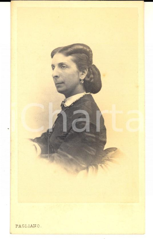 1870 ca MILANO Ritratto di donna in abito scuro *Fotografia PAGLIANO