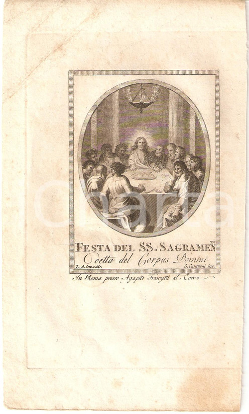 1790 ca ROMA Festa del CORPUS DOMINI Incisore Giovanni PETRINI *Stampa