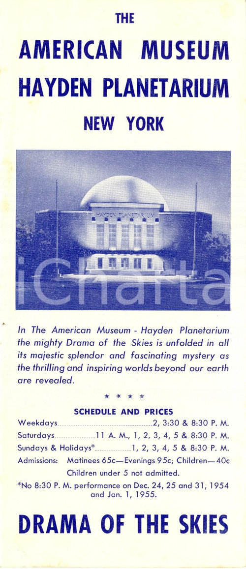 1954 NEW YORK (USA)  AMERICAN MUSEUM HAYDEN planetarium Drama of the skies