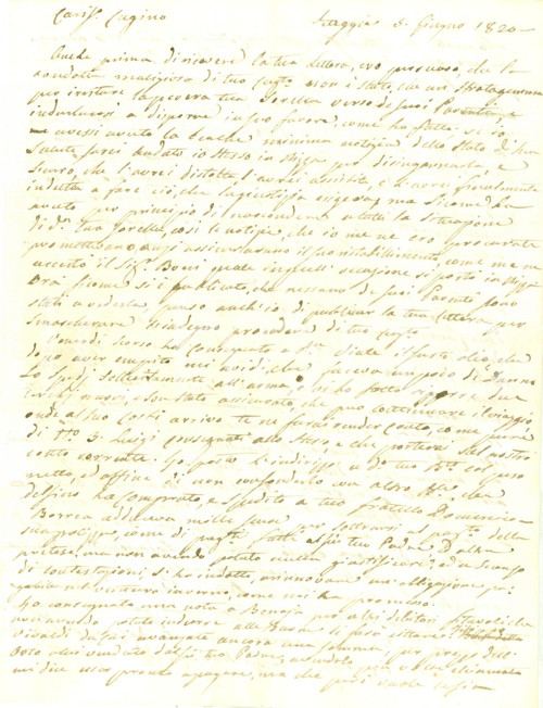 1820 TAGGIA (IM) Affari di Giuseppe BIANCHI con olio e cantine *Prefilatelica