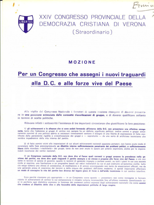 1967 VERONA XXIV Congresso Provinciale DEMOCRAZIA CRISTIANA - Nuovi traguardi