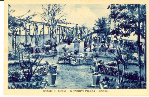 Cartolina originale da collezione 1942 MONDOVI' (CN) Istituto SANTA TERESA - Cortile *Cartolina ANIMATA bambine 1