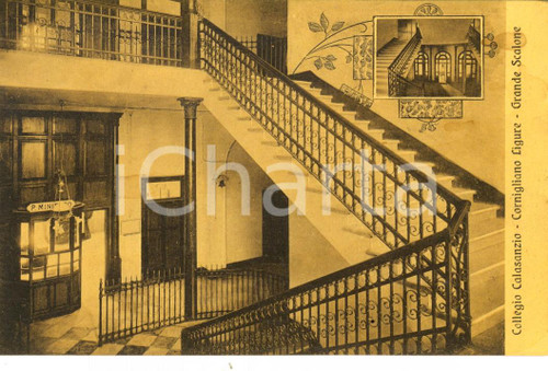 1930 ca GENOVA CORNIGLIANO Collegio CALASANZIO Grande scalone *Cartolina FP NV