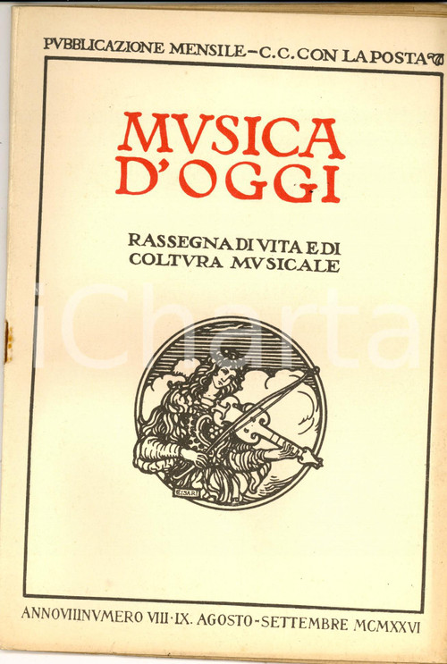 1926 MUSICA D'OGGI Musica e musicisti in Brasile *Rivista anno VIII nÂ°9 Rivista musicale d'epoca, mensile.CONDIZIONI: FAIR     originale e autentica 1