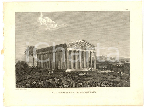 1830 Anacharsis en Grèce - Vue du PARTHENON *Gravure TARDIEU pl. 18