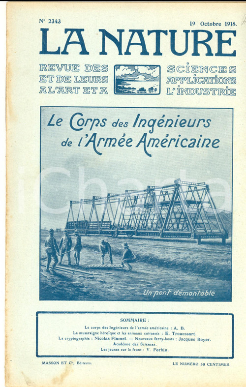 1918 LA NATURE Corps ingénieurs de l'armée américaine *Revue ILLUSTREE n° 2343