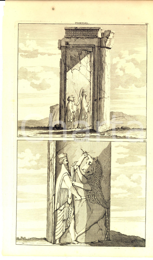 1800 ca Cornelis de BRUIJN Poortael / Porte in rovina *Stampa DANNEGGIATA