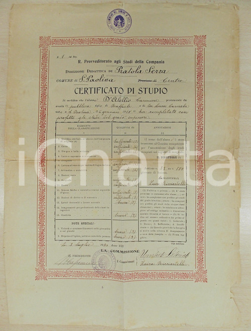 1930 SANTA PAOLINA (AV) Diploma studi superiori Carmine D'ALELLIO *DANNEGGIATO