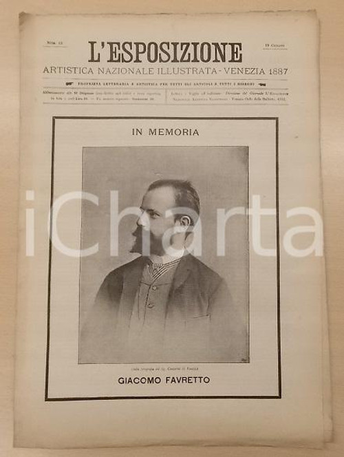 1887 VENEZIA L'Esposizione Artistica Nazionale In memoria di Giacomo FAVRETTO