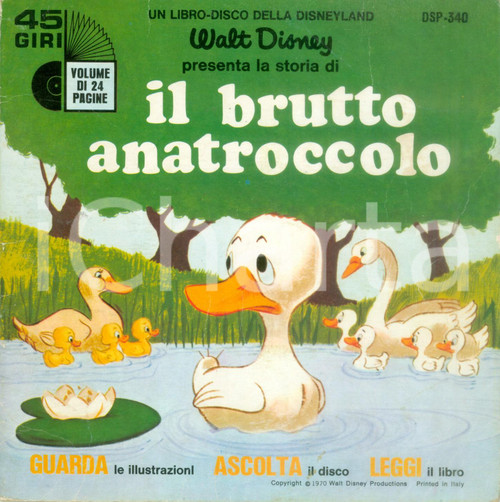 1970 Il brutto anatroccolo Favola con vinile 45 giri WALT DISNEY