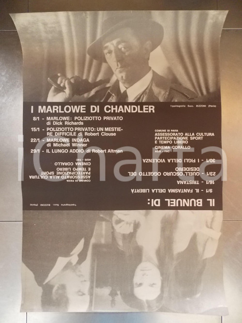 1980 ca PAVIA Luis BUNUEL Raymond CHANDLER MARLOWE Manifesto DOPPIO 70 x 100