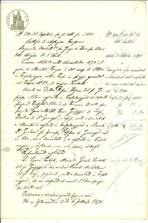 1892 CASALMAGGIORE (CR) Rettifica intestazione censuaria pro Maddalena RANT