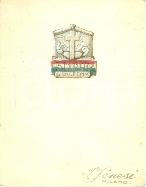 1935 ca MILANO Azione Cattolica Italiana Femminile *Bozzetto DISEGNATO A MANO