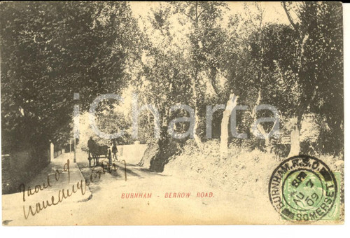 1909 BURNHAM (UK) Berrow Road  *Cartolina ANIMATA con carretto VINTAGE FP