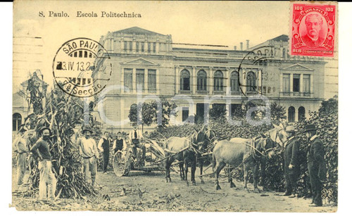 1913 SAO PAULO (BRAZIL) Eschola Politechnica *Cartolina con studenti agraria