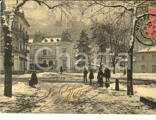1907 VIENNE (F) Veduta sotto la neve *Cartolina ANIMATA con bambini FP VG