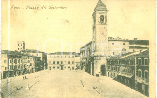 1912 FANO (PU) Piazza XX Settembre *Cartolina FP VG DANNEGGIATA