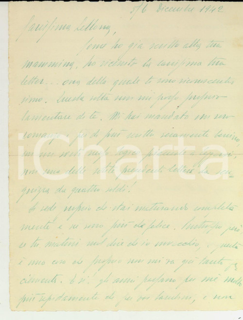 1942 WW2 Conte Edmondo ZANCHI alla figlia che ha scritto un romanzo *Lettera