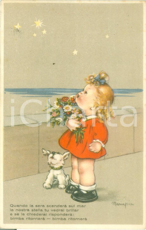 1942 PROPAGANDA WW2 Quando la sera scenderà sul mar Cartolina ILLUSTRATA FP NV