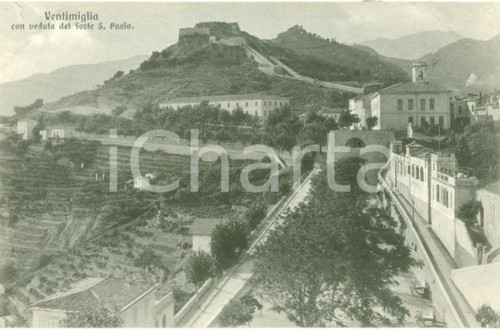 1930 ca VENTIMIGLIA (IM) Panorama con il Forte SAN PAOLO *Cartolina FP NV