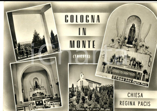 1968 TRIESTE COLOGNA Vedutine chiesa REGINA PACIS *Cartolina postale FG VG