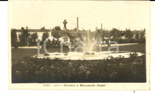 1928 BRA (CN) Giardini e monumento ai Caduti *Cartolina postale FP VG