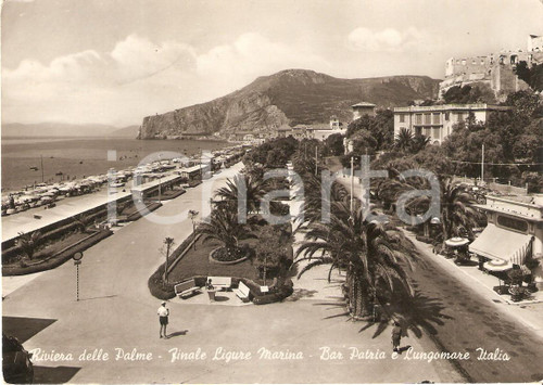 1953 FINALE LIGURE (SV) Bar Patria e Lungomare Italia *Cartolina FG VG