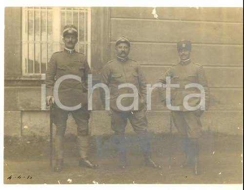 1915 ca WWI REGIO ESERCITO Tre ufficiali di fanteria *Foto 24x18 DANNEGGIATA