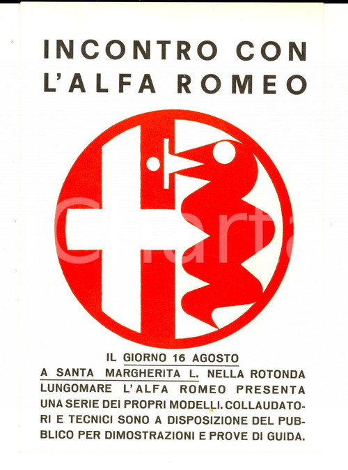 1970 ca SANTA MARGHERITA LIGURE Incontro collaudo ALFA ROMEO *Biglietto