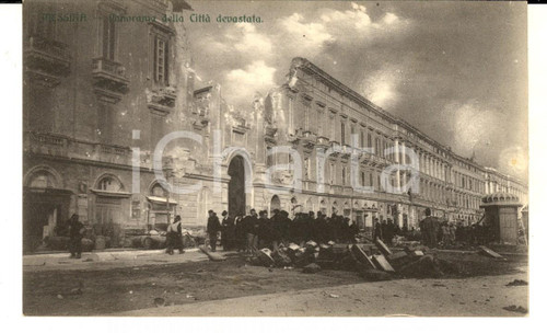 1908 MESSINA TERREMOTO Panorama della città devastata  *Cartolina ANIMATA FP